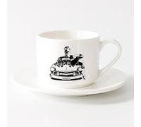 AYUEHBN Durable Mugs Retro Car Sex Appeal Girl Rock N Roll Lady （6oz/175ml） Coffee, Tea, Latte, Milk, Cocoa, Juice and Other Hot Drinks，Sets Tea Cup with Saucers (White)