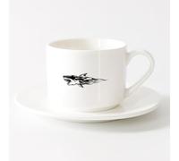 AYUEHBN Durable Mugs Sea Animal Big Aggressive Shark Ocean Water （6oz/175ml） Humorous Gift for Coffee Lovers, Work Besties, Coworkers & Friends，Sets Tea Cup with Saucers (White)