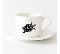 AYUEHBN Home and Office Mugs Abstract Sea Turtle Animal Marine Style （6oz/175ml） Cappuccino, Latte Macchiato, Tea, Espresso，Sets Tea Cup with Saucers (White)