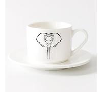 AYUEHBN Home and Office Mugs African Animal Elephant Head Trunk （6oz/175ml） for Coffee, Soup, Tea, Milk, Latte, hot Cocoa, Ladies, Men，Sets Tea Cup with Saucers (White)