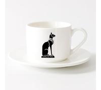 AYUEHBN Home and Office Mugs Ancient Egypt Egyptian Cat Bastet （6oz/175ml） Coffee, Tea, Latte, Milk, Cocoa, Juice and Other Hot Drinks，Sets Tea Cup with Saucers (White)
