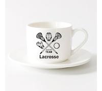 AYUEHBN Hot Chocolate Cups Lacrosse Player Team Game Ball Stick Sport （6oz/175ml） Cappuccino, Latte Macchiato, Tea, Espresso，Sets Tea Cup with Saucers (White)
