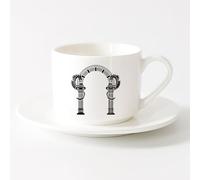 AYUEHBN Large Mugs for Hot Drinks Ancient Greek Column Arch Dragons （6oz/175ml） Coffee, Tea, Latte, Milk, Cocoa, Juice and Other Hot Drinks，Sets Tea Cup with Saucers (White)