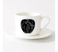 AYUEHBN Large Mugs for Hot Drinks Apple Bible Adam and Eve Paradise Love （6oz/175ml） Dishwasher Microwave Safe,for Office and Home ，Sets Tea Cup with Saucers (White)