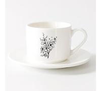 AYUEHBN Large Mugs for Hot Drinks Bouquet Bush Grass Flowers Floral Motif （6oz/175ml） Stylish & Durable - Microwave & Dishwasher Safe，Sets Tea Cup with Saucers (White)