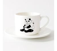 AYUEHBN Large Tea Coffee and Hot Chocolate Cups Panda Gamer Teen Video Game （6oz/175ml） Ceramic Coffee Mugs for Home or Work，Sets Tea Cup with Saucers (White)