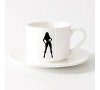 AYUEHBN Mug - Ceramic Sex Appeal Cop Hot Lady Police Uniform Law （6oz/175ml） for Coffee, Soup, Tea, Milk, Latte, hot Cocoa, Ladies, Men，Sets Tea Cup with Saucers (White)