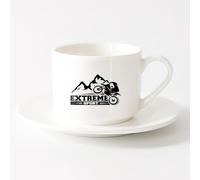 AYUEHBN Mug - Ceramic Speed Bike Sport Race Motor Extreme Racing （6oz/175ml） Coffee, Tea, Latte, Milk, Cocoa, Juice and Other Hot Drinks，Sets Tea Cup with Saucers (White)