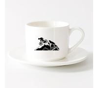 AYUEHBN Mug, Coffee/Tea Cup Extreme Sport Mountain Biker Racer Boys Room （6oz/175ml） Cappuccino, Latte Macchiato, Tea, Espresso，Sets Tea Cup with Saucers (White)