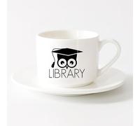 AYUEHBN Mug, Coffee/Tea Cup Library Books Bookworm Academic Owl Scientific （6oz/175ml） for Coffee Oatmeal Tea Easy to Clean，Sets Tea Cup with Saucers (White)