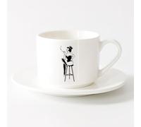 AYUEHBN Mug, Coffee/Tea Cup Sex Appeal Lady Bar Stool Retro Mouthpiece Hat Actress （6oz/175ml） for Home or Work，Sets Tea Cup with Saucers (White)