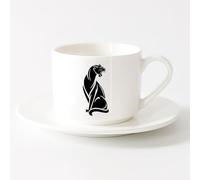 AYUEHBN Novelty Tea or Coffee Cup Dangerous Wild Animals Panther Predator （6oz/175ml） Great Gift for Lovers ，Sets Tea Cup with Saucers (White)