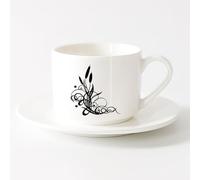 AYUEHBN Novelty Tea or Coffee Cup Marsh Bulrush Bush Cane Grass Flowers （6oz/175ml） Ceramic Coffee Mug for Cappuccino Tea, Milk,，Sets Tea Cup with Saucers (White)