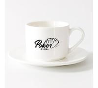 AYUEHBN Novelty Tea or Coffee Cup Poker Club Cards Gambling Ace Casino （6oz/175ml） Great for Home, Office, Cafes, Gift Ideas，Sets Tea Cup with Saucers (White)