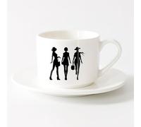 AYUEHBN Novelty Tea or Coffee Cup Shopping Shopaholic Girls Fashion Store （6oz/175ml） Great for Home, Office, Cafes, Gift Ideas，Sets Tea Cup with Saucers (White)