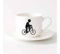 AYUEHBN Novelty Tea or Coffee Cup Sport Hobby Passion Cyclist Cycling （6oz/175ml） Great for Home, Office, Cafes, Gift Ideas，Sets Tea Cup with Saucers (White)