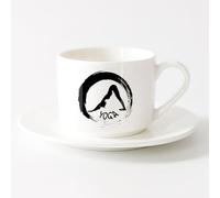AYUEHBN Novelty Tea or Coffee Cup Yoga Sport Fitnesscenter Zen Meditation （6oz/175ml） and Mulled Drinks, Espresso，Sets Tea Cup with Saucers (White)