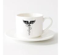 AYUEHBN Personalised Mugs Snake Bird Wings Sword Dagger Mythology Symbol （6oz/175ml） Ceramic Coffee Mug for Cappuccino Tea, Milk,，Sets Tea Cup with Saucers (White)