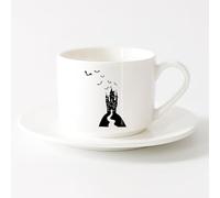 AYUEHBN Porcelain Cup Cartoon Gothic Dracula's Castle Halloween Bats （6oz/175ml） Cappuccino, Latte Macchiato, Tea, Espresso，Sets Tea Cup with Saucers (White)