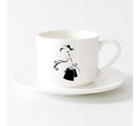 AYUEHBN Porcelain Cups Shopping Shopaholic Girl Fashion Hat Shop （6oz/175ml） Coffee, Tea, Latte, Milk, Cocoa, Juice and Other Hot Drinks，Sets Tea Cup with Saucers (White)