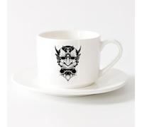 AYUEHBN Stylish Coffee Mug Devil Mythology Fantasy Monster Head Scary （6oz/175ml） Office, Home, Café, Dishwasher & Microwave Safe，Sets Tea Cup with Saucers (White)
