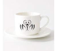 AYUEHBN Stylish Tea and Coffee Cups Couple Cute Swans Love Birds Bathroom （6oz/175ml） Office, Home, Café, Dishwasher & Microwave Safe，Sets Tea Cup with Saucers (White)