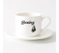 AYUEHBN Tea Cup Fighting Man Sports Boxer Fight Boxing Glove （6oz/175ml） for Coffee, Soup, Tea, Milk, Latte, hot Cocoa, Ladies, Men，Sets Tea Cup with Saucers (White)