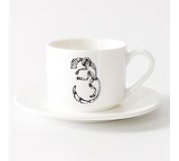 AYUEHBN White Ceramic Coffee Mugs Cat Skeleton Dance Pattern Character Pet （6oz/175ml） fine China (Ceramic)，Sets Tea Cup with Saucers (White)