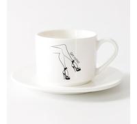 AYUEHBN White Ceramic Coffee Mugs Get Lady Sex Appeal Legs Stiletto Heel （6oz/175ml） Stylish & Durable - Microwave & Dishwasher Safe，Sets Tea Cup with Saucers (White)
