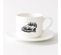 AYUEHBN White Ceramic Coffee Mugs Motor Car Race Steering Wheels Garage （6oz/175ml） Stylish & Durable - Microwave & Dishwasher Safe，Sets Tea Cup with Saucers (White)