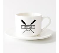 AYUEHBN White Ceramic Coffee Mugs Rowing Crew GB Boating Oar Sport （6oz/175ml） Coffee, Tea, Latte, Milk, Cocoa, Juice and Other Hot Drinks，Sets Tea Cup with Saucers (White)