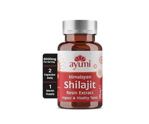 Ayumi Himalayan Shilajit Resin Extarct | Shilajit Gold Grade 100% Pure from 18000 ft| 20% Fulvic Acid |Stamina & Vitality Booster | Testosterone Supplements for Men |800mg (30 Serves)