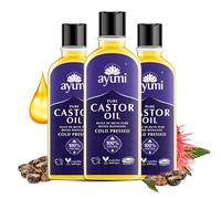 Ayumi Pure Castor Oil with Vitamin E, Omega 6 & 9 | Cold Pressed Castor Oil for Hair Growth & Hair Care | CastorOil For Eyelashes & Eyebrow | Beard Oil & Cuticle Nail Oil for Grooming |3x150ml