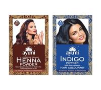 Ayumi Pure Henna Hair Dye + Indigo Powder for Hair, 200g Each| Chemical-Free Dark Red Hair Dye & Blue Black HairDye | Semi Permanent HairDye | HairPowder & Beard Dye | Hair Powder Men & Women
