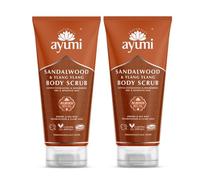 Ayumi Sandalwood Exfoliating Body Scrub to Calm Irritation|Sensitive Skin Scrub with Jojoba Oil |Aromatic Scrub with Ylang Ylang Essential Oil | Body Scrub for Women & Mens Skincare Rituals |2x200 ml