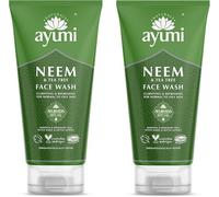 Ayumi Tea Tree Face Wash with Neem | Oily Skin Wash with Nettle Leaf Extract | Tea Tree Oil for Acne Treatment | Hydrating Facewash with Moringa Oil | Women & Mens Face Wash for Skin Care | 2x150 ml