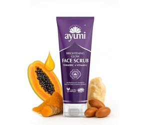 Ayumi Turmeric Brightening Face Scrub | Ideal Scrub with Vitamin C for Dull Skin | Exfoliating Face Scrub with Papaya Extract | Hydrating Scrub with Avocado & Argan Oil for Dehydrated Skin |1x 125ML