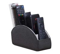Ayunga PU Leather Remote Control Holder,TV Remote Caddy with 5 Compartments,Bedside Table and Desktop Supply Organizer,for DVD,Media Player Controller,Glasses,Pen and Pencil Storage(Black cloth)