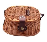 AYUNGOV Wicker Basket Fishing Creel Trout Perch Cage Tackle Fisherman Box Outdoor Classical Willow Trout Fishing Creel Basket yellow