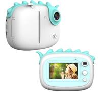 AYUNJIE Children's Camera Cartoon Mini Digital Photo 3.0 Inch Touch Screen Thermal Printer, Dual-Camera Children's Camera, Drop Resistance, Instant Shooting (Blue)