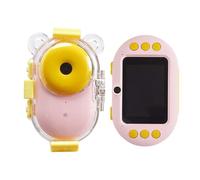 AYUNJIE Children's Waterproof Digital Camera Sports Diving Dual Lens Camera Toy, Shockproof and Front and Rear Selfie Camera 8 MP (Pink)