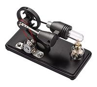 AYUNJIE Hot Air Stirling Engine Electricity Generator Motor Model with LED Light Dollar Flywheel Design Science Experiment with Beech Base DIY