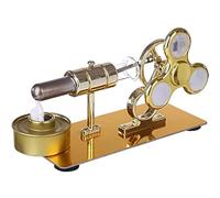 AYUNJIE Metal Stirling Engine Model Kit, Single Cylinder Stirling Engine Hot Air External Combustion Engine with Luminous Gyroscope Physical Model