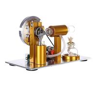 AYUNJIE Stirling Engine Kit, L-Shaped Metal Stirling Engine Generator Model with Voltage Digital Display Meter and Bulb, Physical Experiment (Silver)