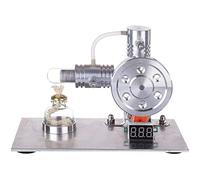 AYUNJIE Stirling Engine Kit, L-Shaped Metal Stirling Engine Generator Model with Voltage Digital Display Meter and Bulb, Physical Experiment (Gold)
