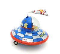 AYUNJIE Wind Up Toy MS635 Spaceship Nostalgic Theme Personality Decoration Creative Tin Toy Vintage Collectible Kids Gift