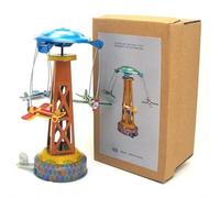 AYUNJIE Wind-Up Toys Tin Toy MM262 Single Wing Rotary Aircraft Retro Theme Ornaments Collectible Kids Gift For Boys Girls Parent-Child Interaction