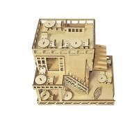 AYUNJIE Wooden 3D Building Model Creative DIY Leisure Coffee Shop Handmade Assembly House Decoration Children's Puzzle Wooden House