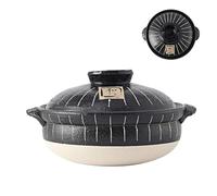 AYUNZXP Japanese Donabe Clay Pot, Ceramic Earthenware Hot Pot, Preseasoned Stew Pot Made In Japan(A,25x13cm)