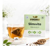 Ayurganica Slimivita Herbal Tea With 9 Active Ingredients - 20 Counts - Slimming Tea - Metabolism Support & Weight Loss - Hibiscus, White Tea, Nettle Leaf & Cinnamon - Silk Pyramid Individual Tea Bags